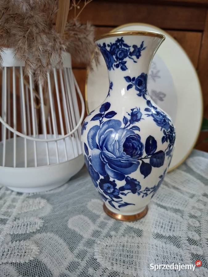 Wazon porcelanowy Bavaria Delfts Kobalt motyw Jaktorów-Kolonia