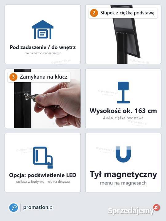 Czarny stojak z gablotą na menu 4A4 do Sklep małopolskie