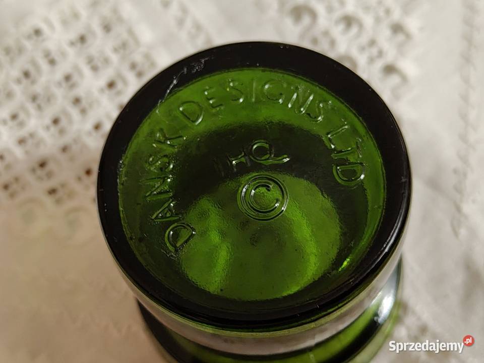 Świecznik szkło zielone PRL