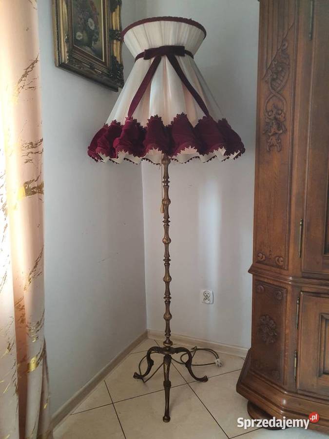 Mosiężna Lampa Stojąca Podłogowa z pięknym Lampy podłogowe Szymanowice