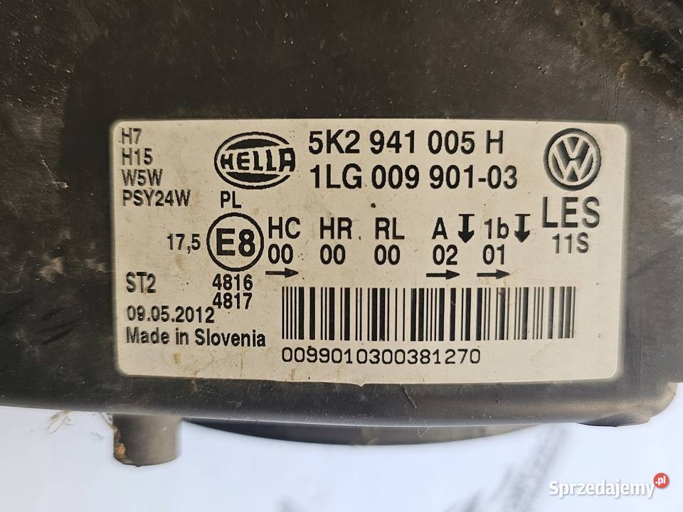 GOLF VI lampa lewa przód 5K2941005H ANGLIK osobowe Kielce