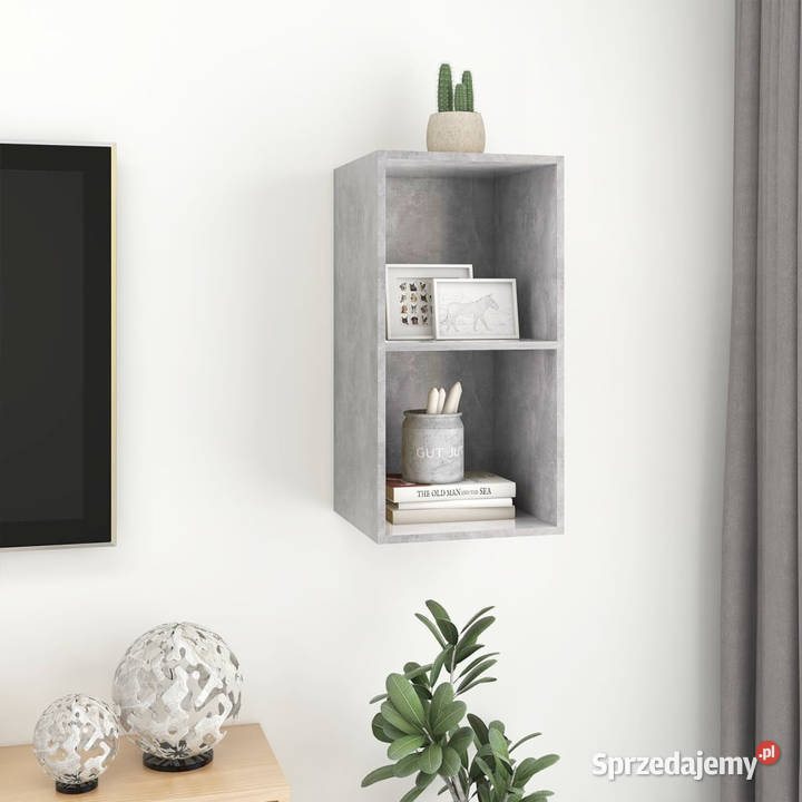 Wisząca szafka pod TV szarość betonu 37x37x72 Warszawa