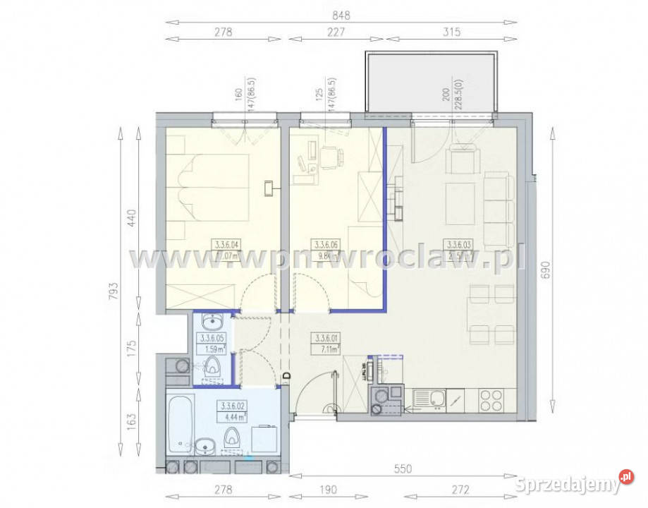 Mieszkanie Wrocław 5663m2 3 pokoje 56.63m2 Nieruchomości