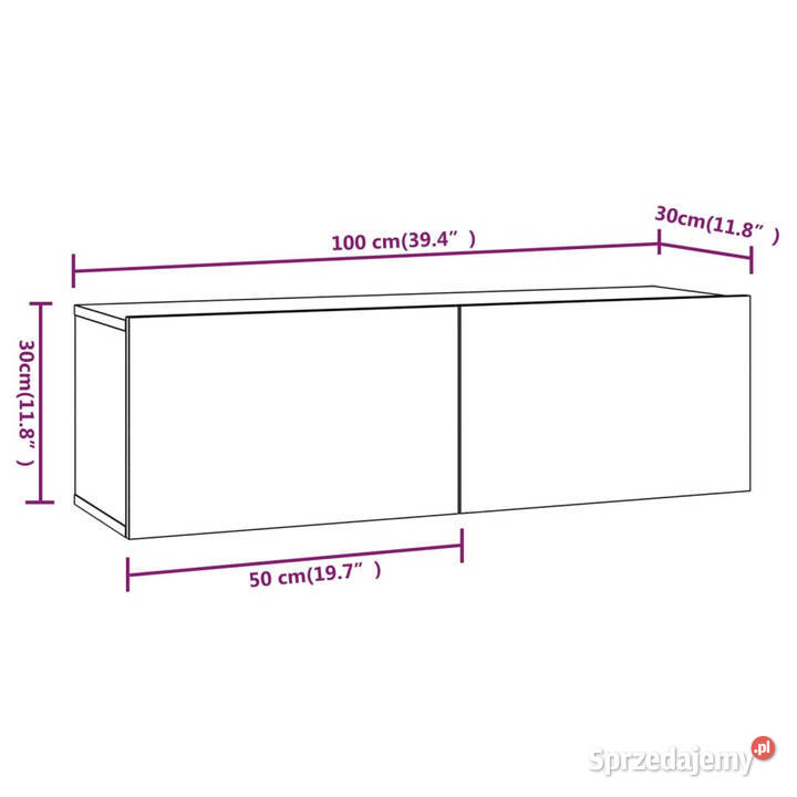 Szafki ścienne pod TV 4 białe 100x30x30 Warszawa