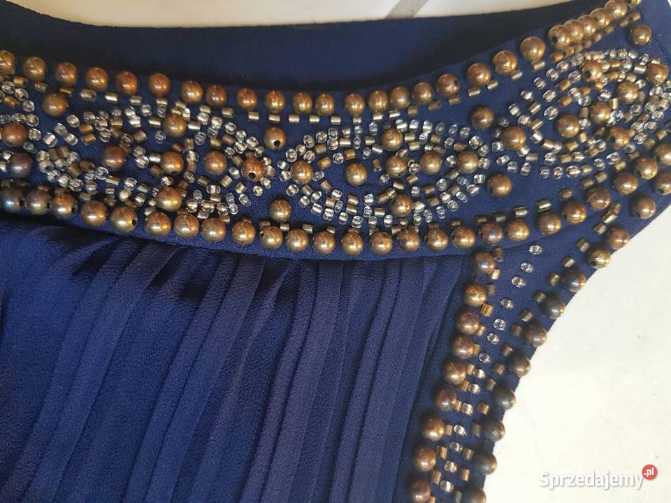 Zara sukienka suknia zdobiona elegancka wizytowa niebieski Kielce sprzedam
