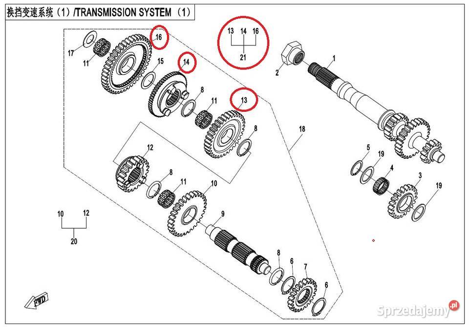 Zębatki skrzyni biegów Cf Moto Cforce Cfmoto 800 Gostynin sprzedam