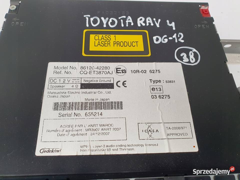 RADIO CD RADIOODTWARZACZ Radio Toyota Rav4 III Chełm