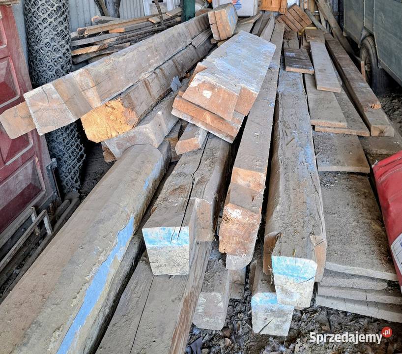 Stare drewno grube bale i deski