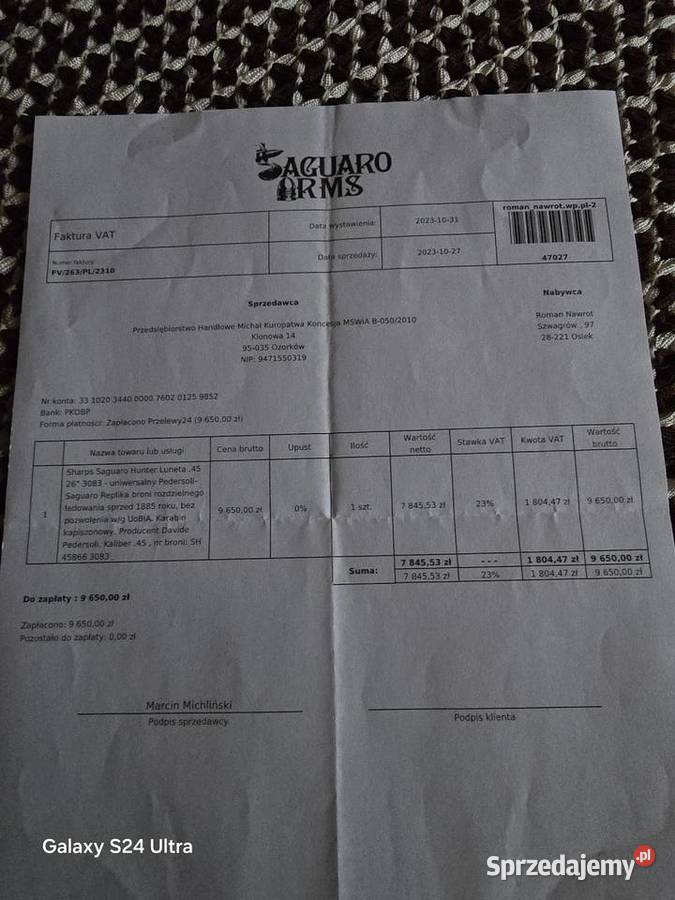 Sharps Hunter 4570 Saquaro z lunetą świętokrzyskie Szwagrów