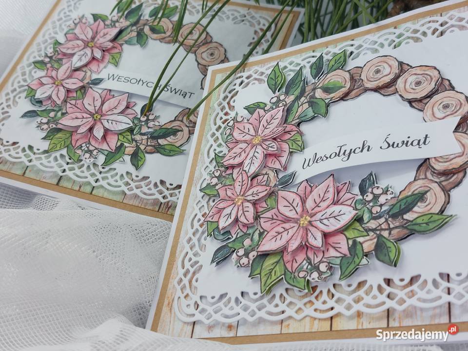 Ręcznie robione kartki na Boże Narodze Wianek z Zbójno sprzedam
