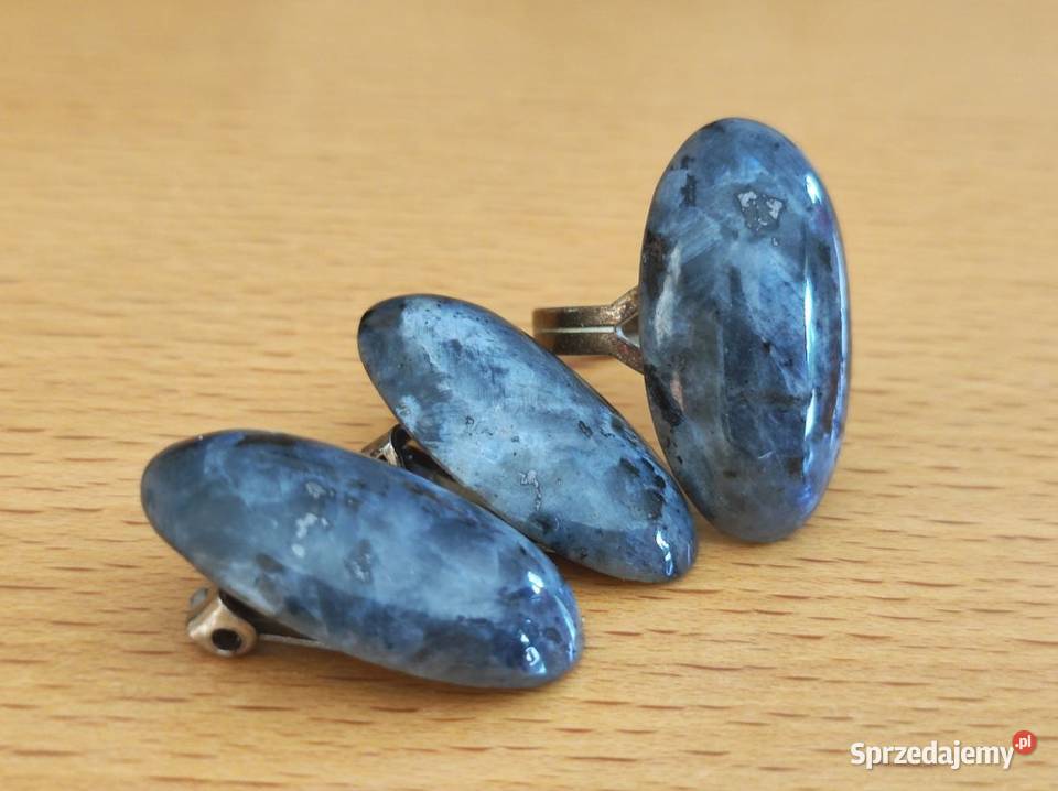 norweski kamień księżycowy pierścionek klipsy Kielce sprzedam