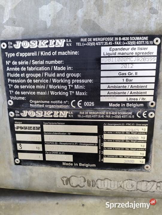 Beczkowóz wóz asenizacyjny JOSKIN Modulo 11000L Ostrów Wielkopolski