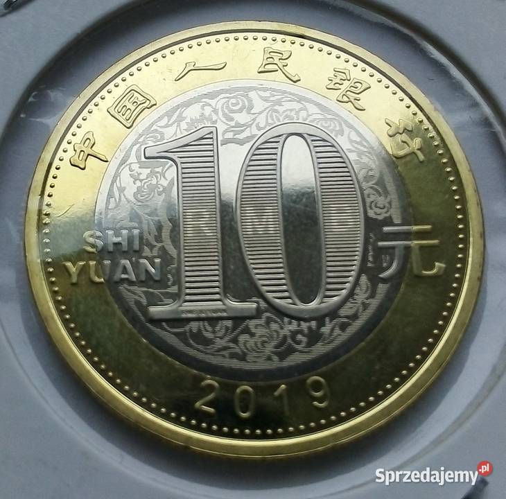 CHINY 10 YUAN 2019 r ŚWINI W HOLDERZEBŁADNA Legionowo sprzedam