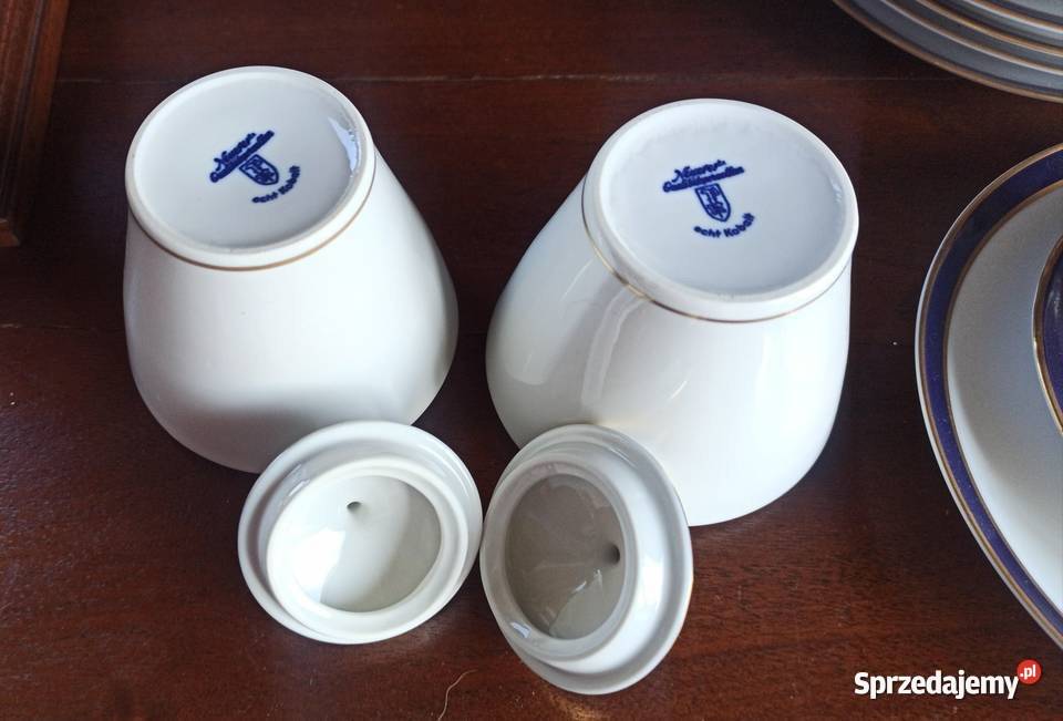 Cukiernica Porcelana kobaltowo złota Syg Gdańsk