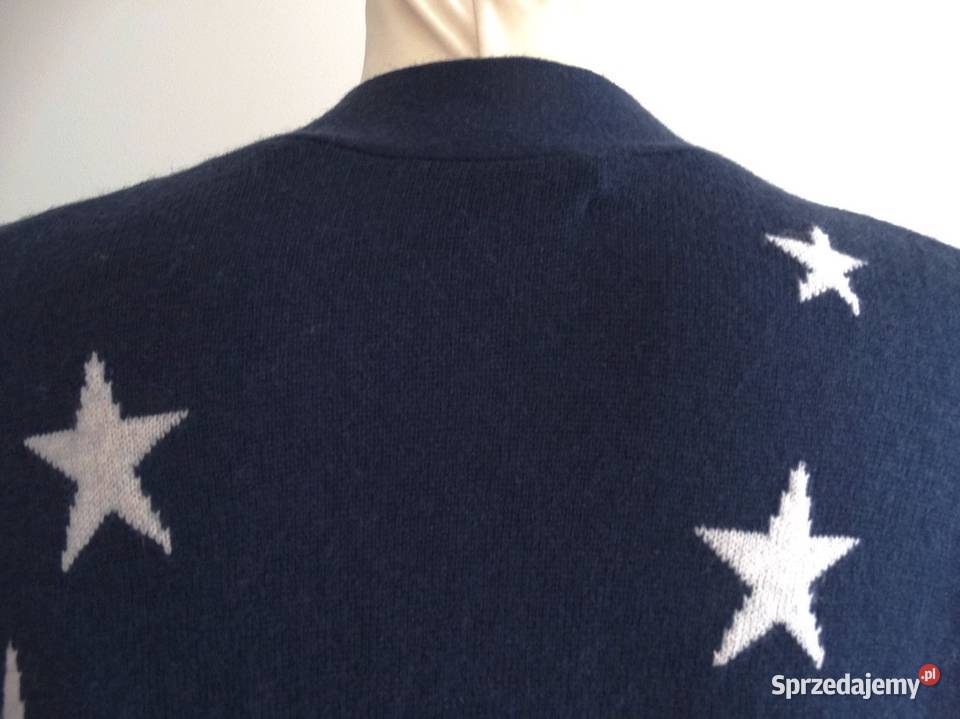 Sweter Kardigan Wełniany z Kaszmirem Szlachetny długi