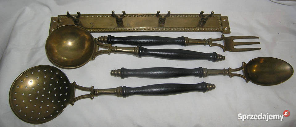 przybory kuchenne vintage mosiądz drewnoMD Bartków sprzedam
