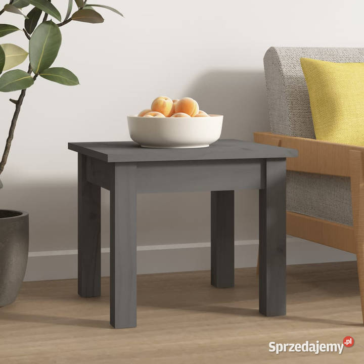 Stolik kawowy szary 35x35x30 lite drewno sosnowe