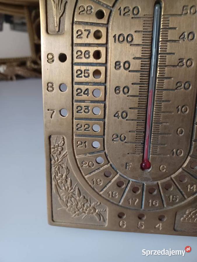 Piękny sygnowany mosiężny kalendarz z Poznań