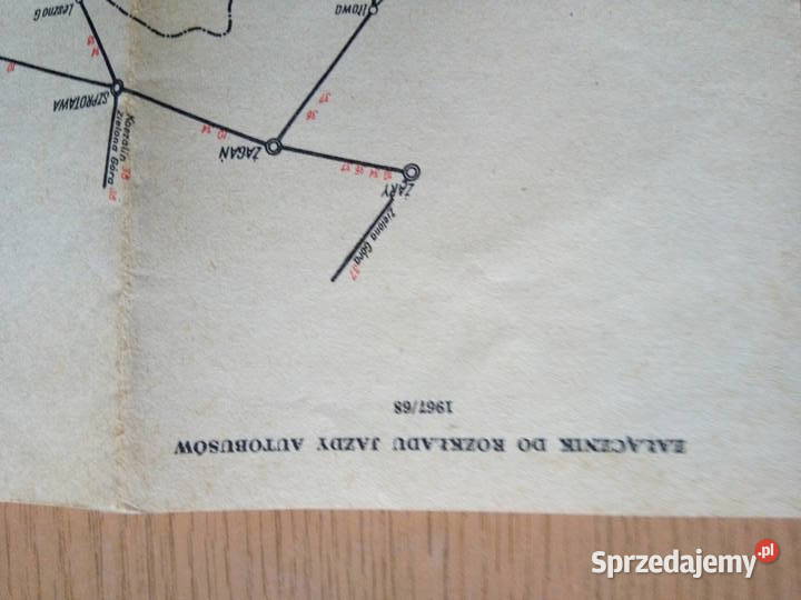Dwustronna mapa sieci autobusowych 1967r Dąbrowa Górnicza