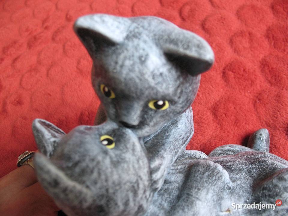 KOT Całujące się koty 12 x 19 x 13 szara rzeźba