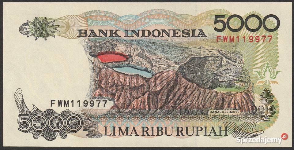 Indonezja 5000 rupiah 1992 STAN BANKOWY UNC