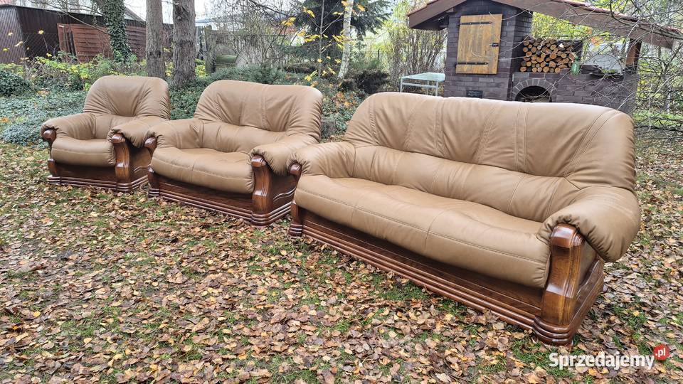 Komplet wypoczynkowy 3 2 1 Nowa skóra naturalna Śmigiel