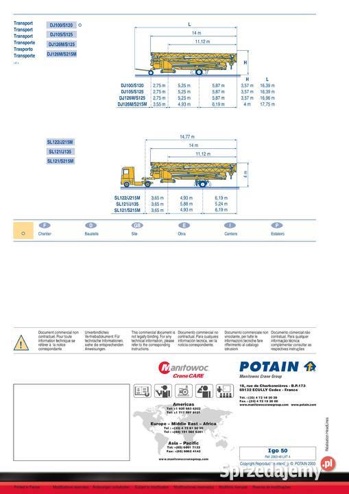Żuraw szybkomontujący dźwig budowalny Potain nie