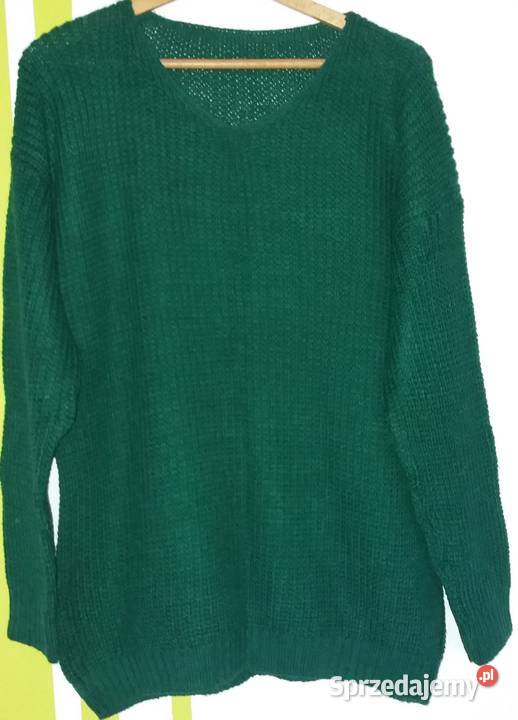 XL Przemiły ciemnozielony sweter