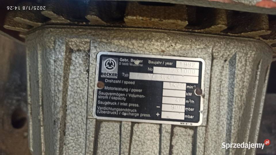 pompa prózniowa BECKER VI 340 Kłodawa