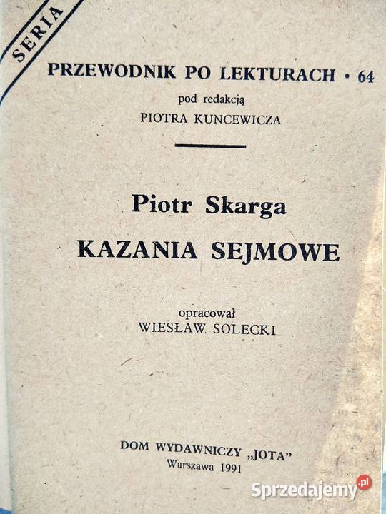 Kazania sejmowe Skarga księgarnie Warszawa sprzedam