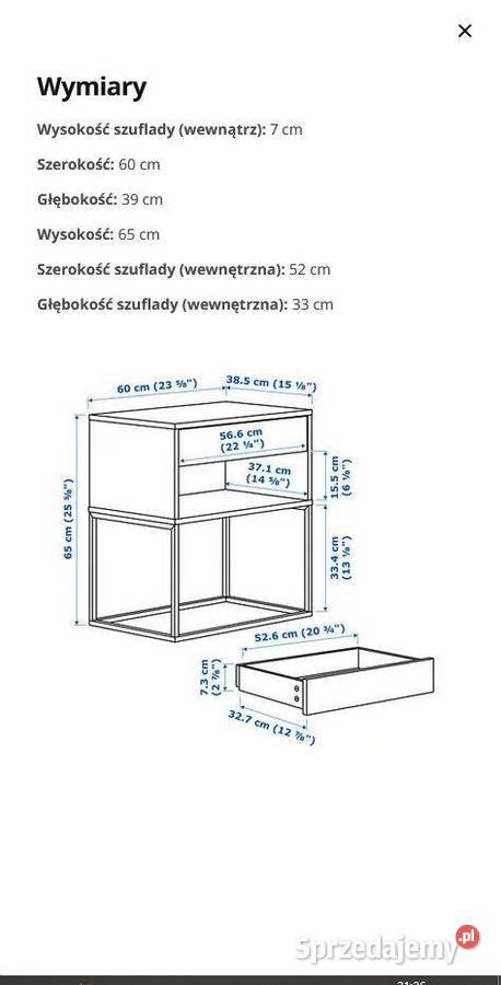 IKEA nowy stolik nocny szafka nocna Vikhammer Żabia Wola