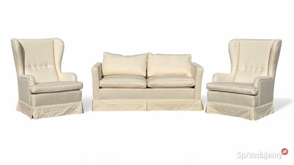 Kremowy Komplet Wypoczynkowy Sofa 2 Fotele Gryfice sprzedam