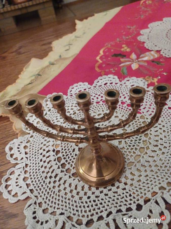 Menora podróżna sygnowana Mosiądz Poznań