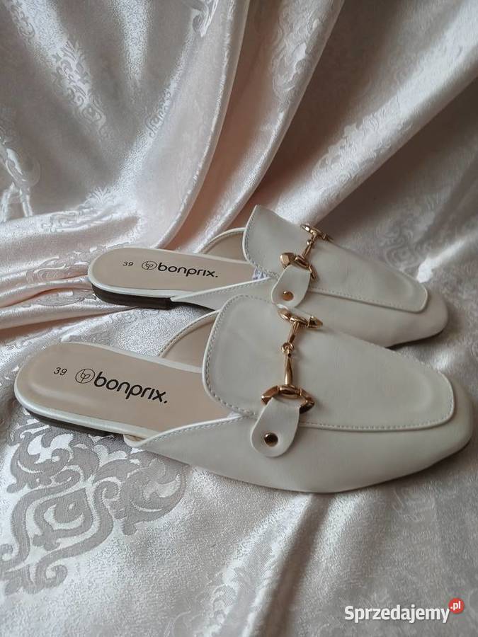 Kremowe eleganckie klapki mules bonprix 39 złote mazowieckie Sochaczew sprzedam