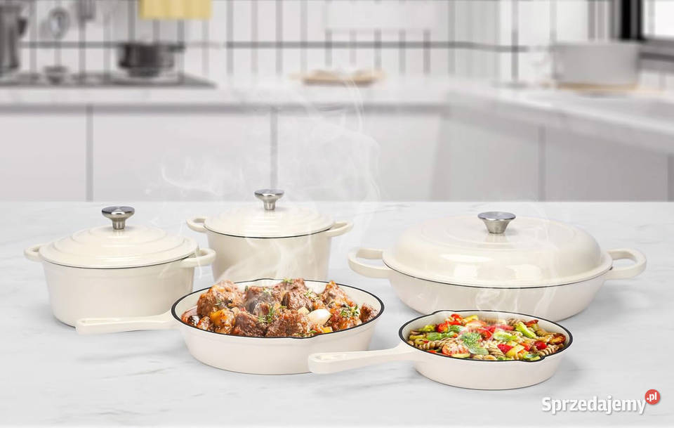 ZESTAW ŻELIWNYCH GARNKÓW I PATELNI EMALIOWANYCH mazowieckie Myszyniec