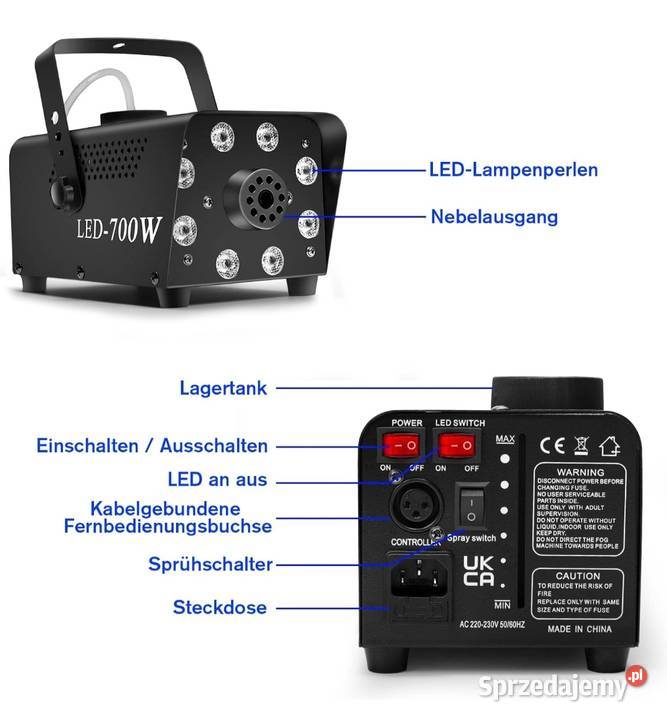 Urządzenie do wytwarzania dymu z efektem RGB LED Hrubieszów