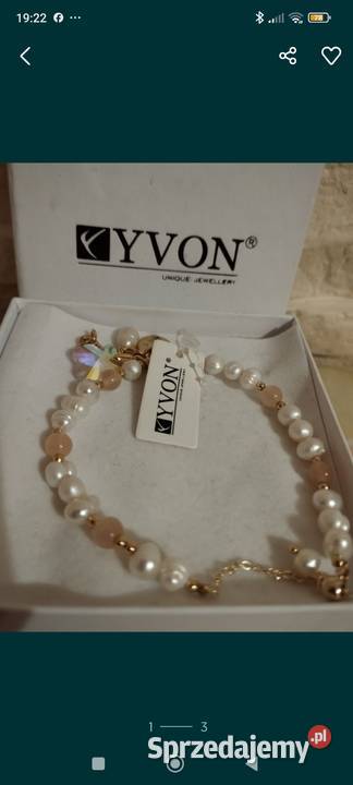 Nowa bransoletka Yvon perły naturalne kamienie Puławy