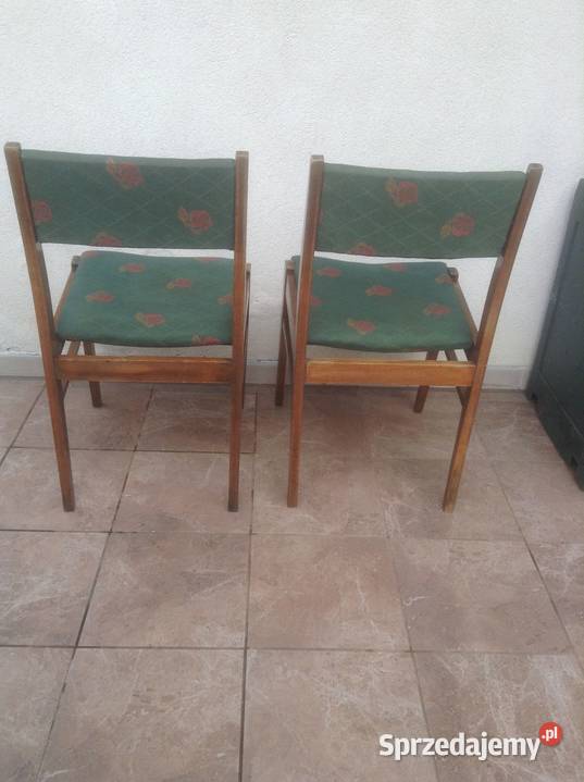 Zestaw 2 krzeseł tapicerowanych z lat PRL 50cm Opole