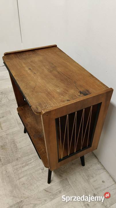 stolik radiowy PRL żyłki patyczak vintage design RTV Radomsko