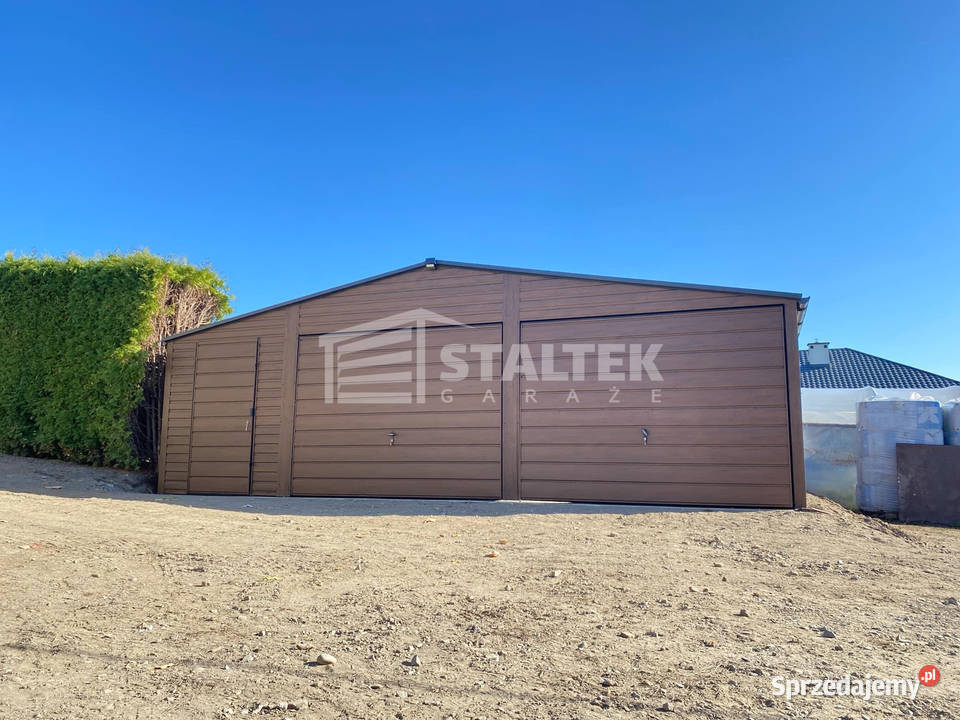 Garaż blaszany 8x6m 2x Brama drzwi 2x okno dach