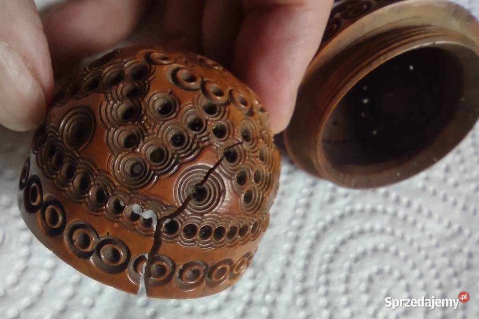 Pojemnik jajo pomander pułapka na pchły coquilla Rękodzieło wielkopolskie Gniezno