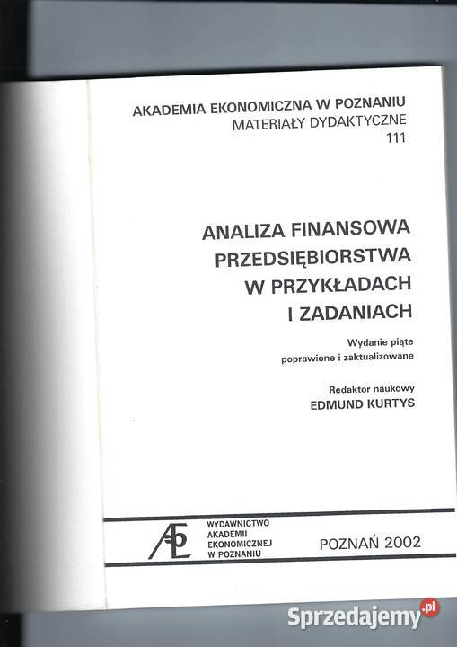 książka ANALIZA FINANSOWA PRZEDSIEBIOSTWA W Poznań