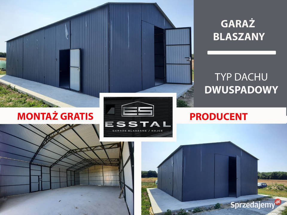 Garaż Blaszany GRAFITOWYDUŻA WiataSchowek Warszawa