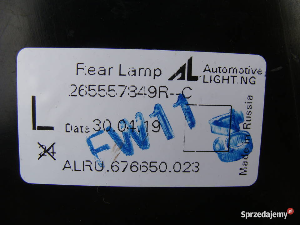 LAMPA LEWA TYŁ RENAULT CAPTUR LIFT 265557849R zachodniopomorskie Goleniów