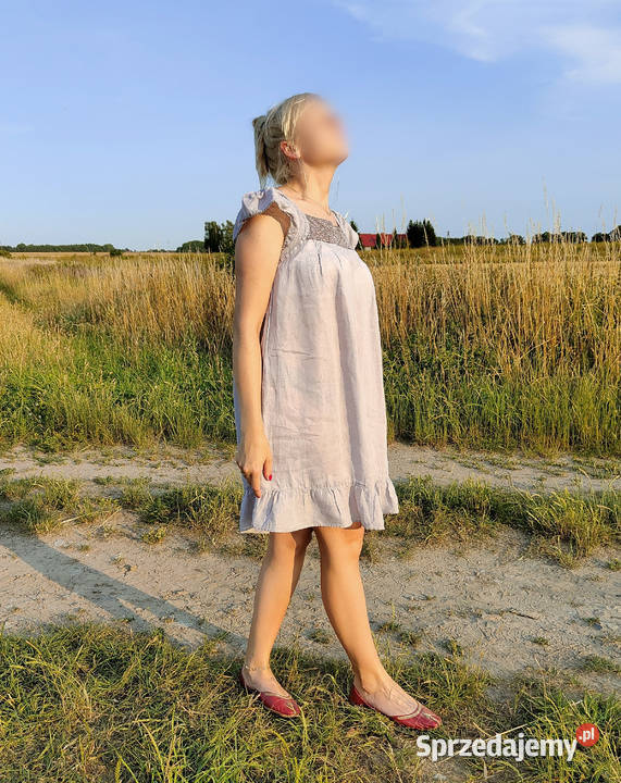Lniana sukienka Deeday 38 M len szara naturalna Szczecin
