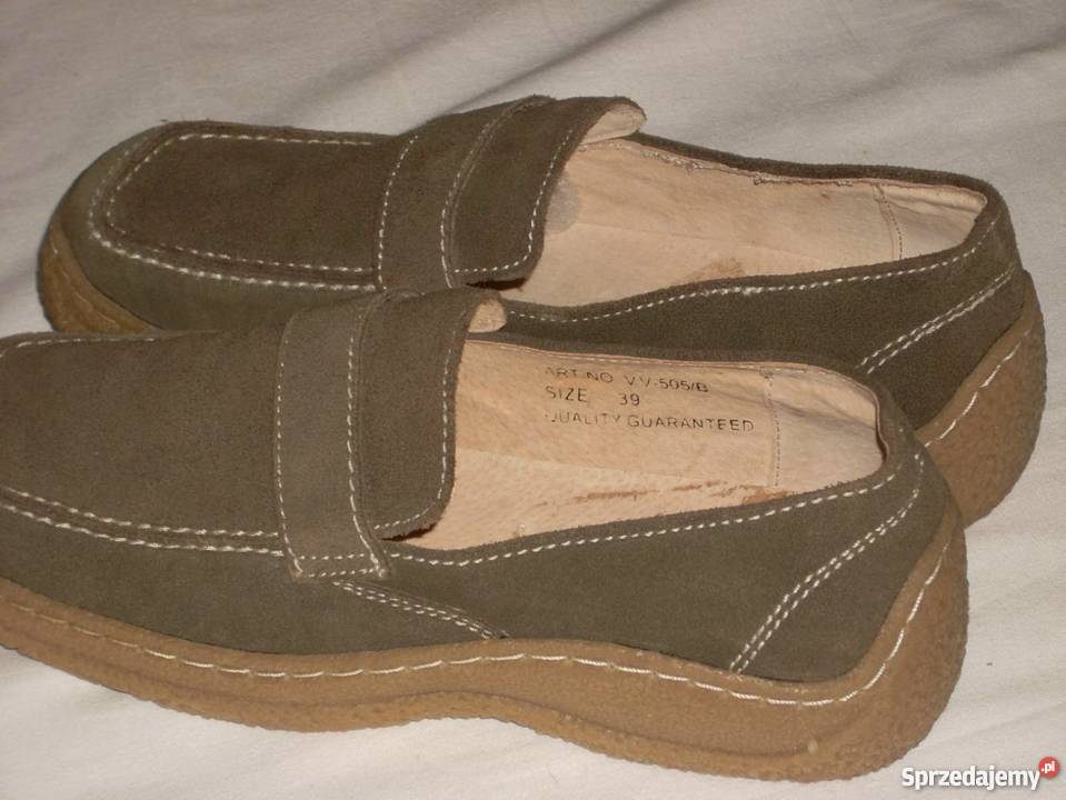 Skórzane półbuty gruba podeszwa NOWE 39 395 zielony Nowy Sącz