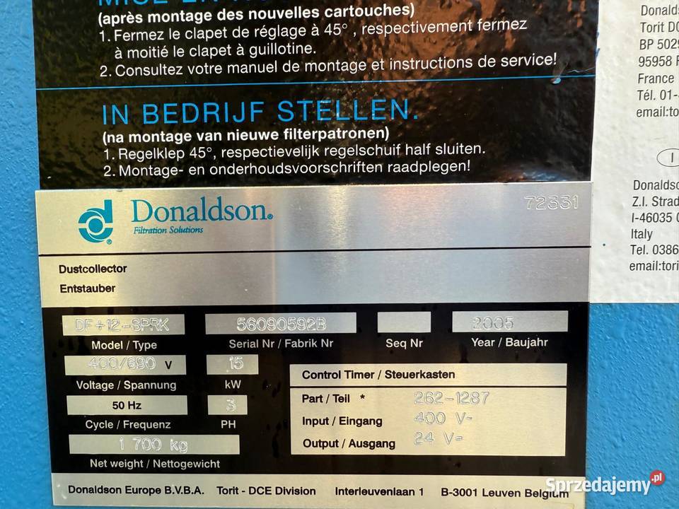 Odciąg pyłu wyciąg dymu spawalniczego Donaldson Zdziechowice sprzedam