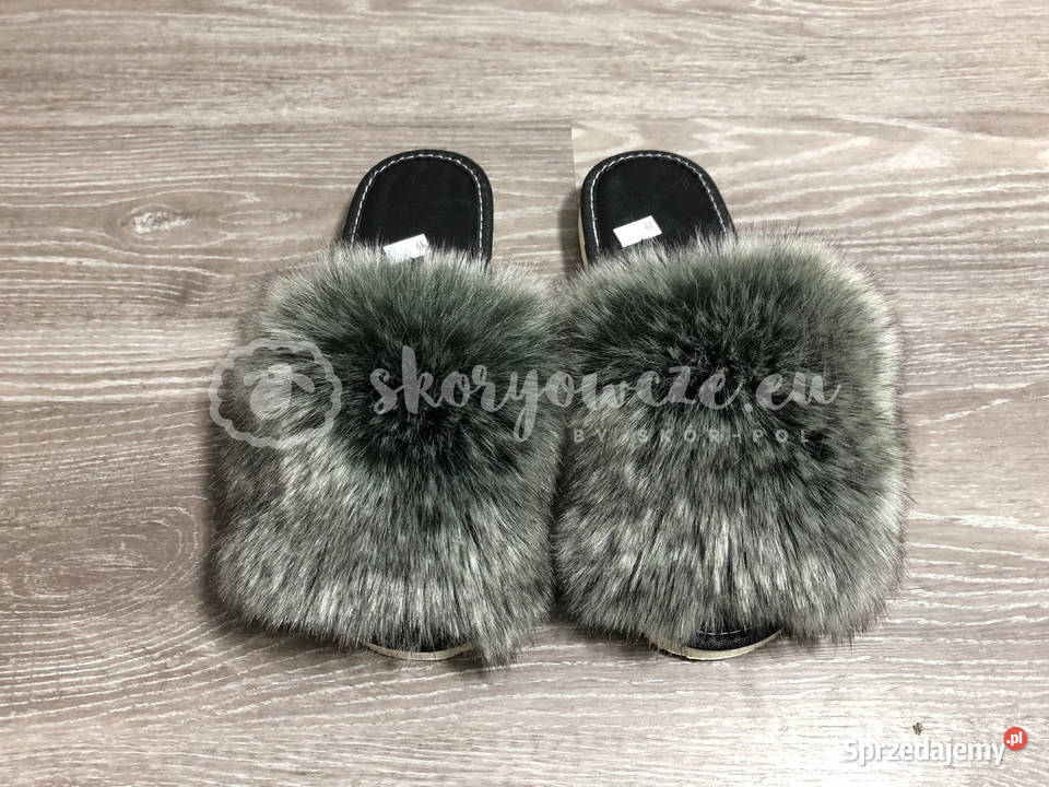 Pantofle klapki futrzaki ze sztucznym futerkiem inna Szaflary