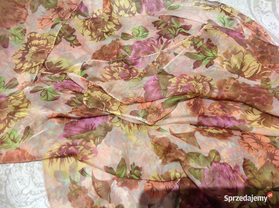 Szal Apaszka Jedwabna Damska j Nowa Dodatki Nowa Sól