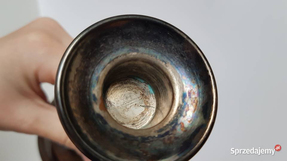 Platerowany miedziany świecznik lichtarz Dąbrowa Górnicza
